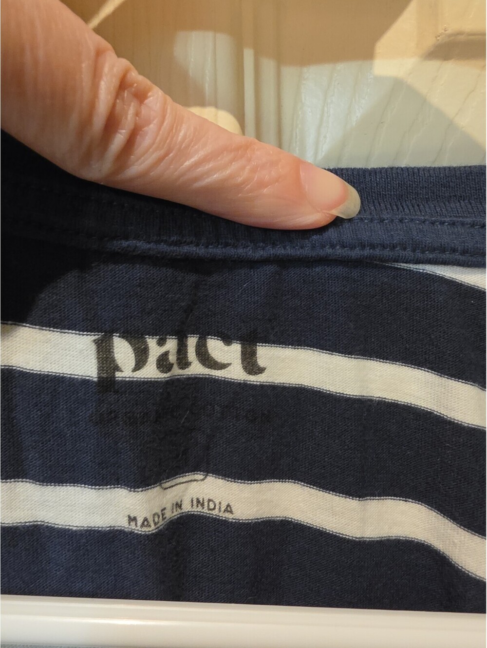 PACT 100% Organic Cotton Navy & White Stripe Sleeveless Tank Top Women's Medium - Picture 3 of 5